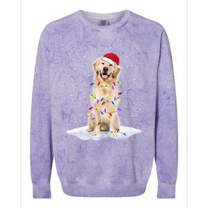 Golden Retriever Santa Christmas Tree Lights Xmas Cool Gift Colorblast Crewneck Sweatshirt