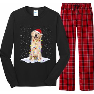 Golden Retriever Santa Christmas Tree Lights Xmas Cool Gift Long Sleeve Pajama Set