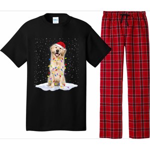 Golden Retriever Santa Christmas Tree Lights Xmas Cool Gift Pajama Set