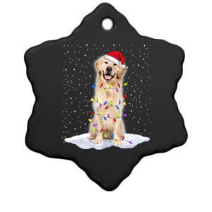 Golden Retriever Santa Christmas Tree Lights Xmas Cool Gift Ceramic Star Ornament