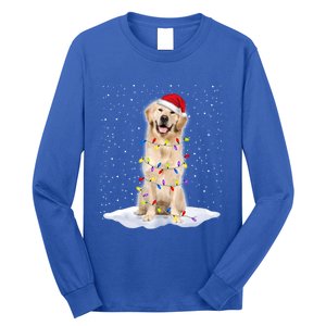 Golden Retriever Santa Christmas Tree Lights Xmas Cool Gift Long Sleeve Shirt