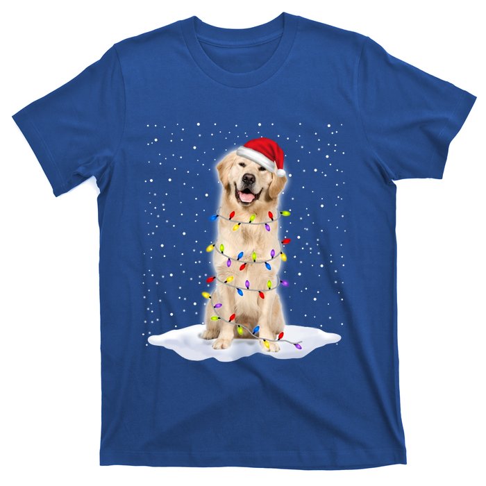 Golden Retriever Santa Christmas Tree Lights Xmas Cool Gift T-Shirt