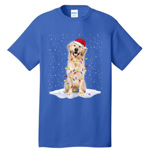 Golden Retriever Santa Christmas Tree Lights Xmas Cool Gift Tall T-Shirt