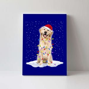 Golden Retriever Santa Christmas Tree Lights Xmas Cool Gift Canvas