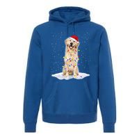 Golden Retriever Santa Christmas Tree Lights Xmas Cool Gift Premium Hoodie