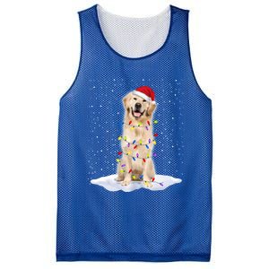 Golden Retriever Santa Christmas Tree Lights Xmas Cool Gift Mesh Reversible Basketball Jersey Tank