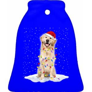 Golden Retriever Santa Christmas Tree Lights Xmas Cool Gift Ceramic Bell Ornament