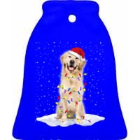 Golden Retriever Santa Christmas Tree Lights Xmas Cool Gift Ceramic Bell Ornament