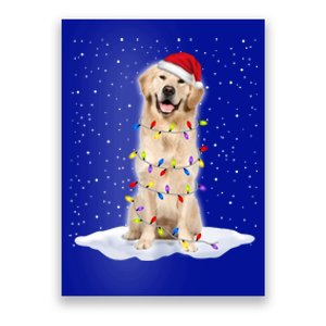 Golden Retriever Santa Christmas Tree Lights Xmas Cool Gift Poster