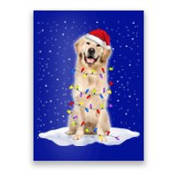 Golden Retriever Santa Christmas Tree Lights Xmas Cool Gift Poster