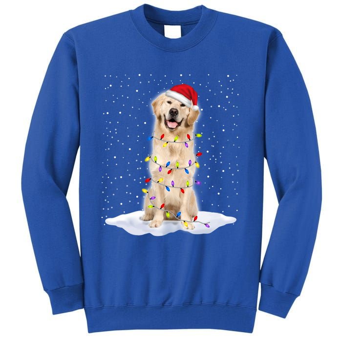 Golden Retriever Santa Christmas Tree Lights Xmas Cool Gift Tall Sweatshirt