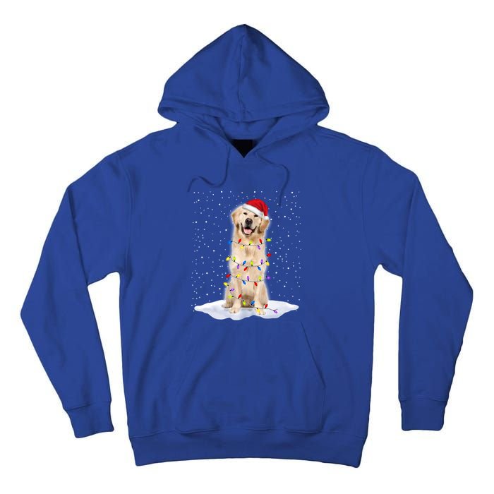 Golden Retriever Santa Christmas Tree Lights Xmas Cool Gift Tall Hoodie