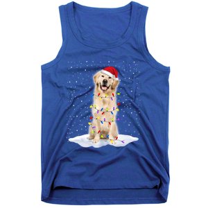 Golden Retriever Santa Christmas Tree Lights Xmas Cool Gift Tank Top