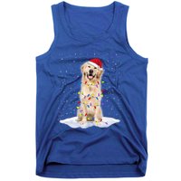 Golden Retriever Santa Christmas Tree Lights Xmas Cool Gift Tank Top