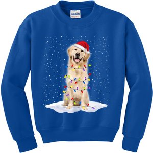 Golden Retriever Santa Christmas Tree Lights Xmas Cool Gift Kids Sweatshirt