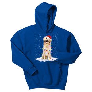 Golden Retriever Santa Christmas Tree Lights Xmas Cool Gift Kids Hoodie