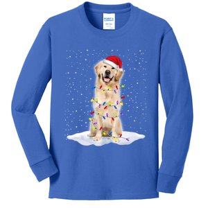 Golden Retriever Santa Christmas Tree Lights Xmas Cool Gift Kids Long Sleeve Shirt