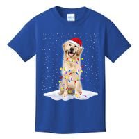 Golden Retriever Santa Christmas Tree Lights Xmas Cool Gift Kids T-Shirt