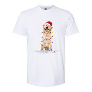 Golden Retriever Santa Christmas Tree Lights Xmas Cool Gift Softstyle CVC T-Shirt