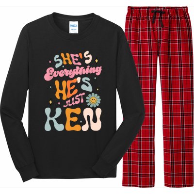 Groovy Retro Shes Everything Hes JustKen Funny Saying Long Sleeve Pajama Set