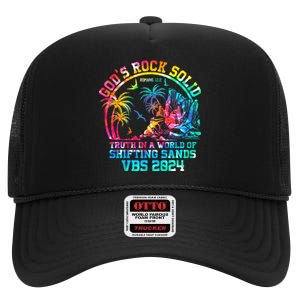 Gods Rock Solid Breaker Rock Beach Vbs 2024 Christian High Crown Mesh Back Trucker Hat