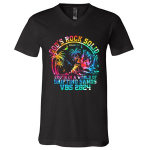 Gods Rock Solid Breaker Rock Beach Vbs 2024 Christian V-Neck T-Shirt