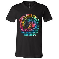 Gods Rock Solid Breaker Rock Beach Vbs 2024 Christian V-Neck T-Shirt