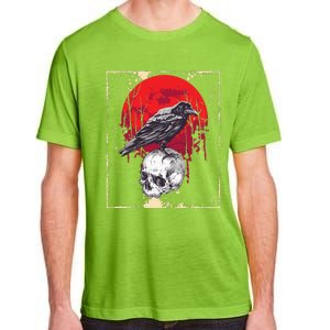 Gothic Raven Skull Red Moon Black Crow Adult ChromaSoft Performance T-Shirt