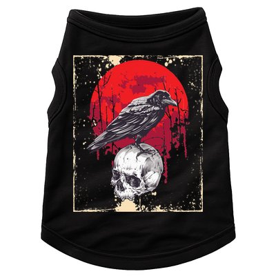 Gothic Raven Skull Red Moon Black Crow Doggie Tank
