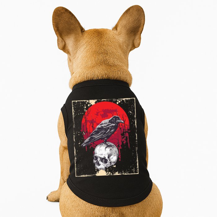 Gothic Raven Skull Red Moon Black Crow Doggie Tank