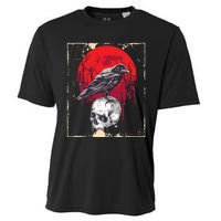 Gothic Raven Skull Red Moon Black Crow Cooling Performance Crew T-Shirt