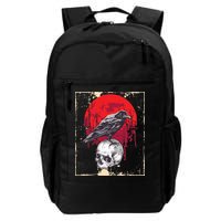 Gothic Raven Skull Red Moon Black Crow Backpack