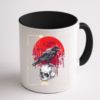 Gothic Raven Skull Red Moon Black Crow Mug