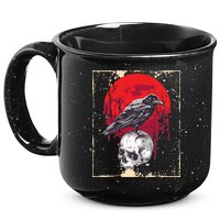 Gothic Raven Skull Red Moon Black Crow 15oz Campfire Ceramic Mug