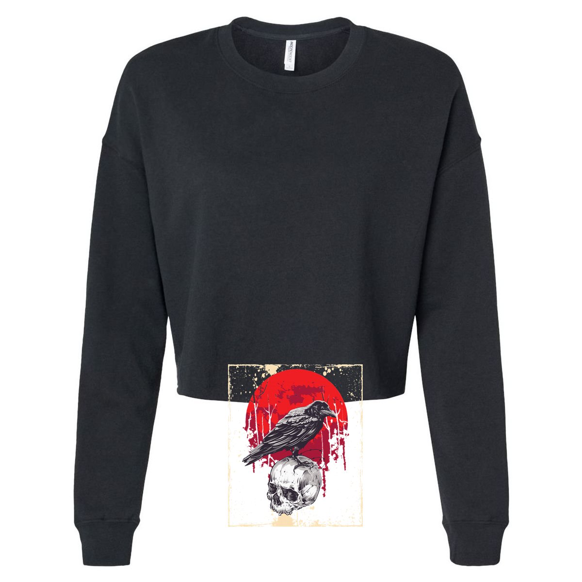 Gothic Raven Skull Red Moon Black Crow Beanie