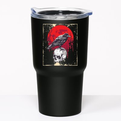 Gothic Raven Skull Red Moon Black Crow Tumbler