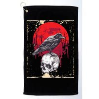 Gothic Raven Skull Red Moon Black Crow Golf Towel