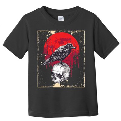 Gothic Raven Skull Red Moon Black Crow Toddler T-Shirt
