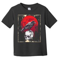 Gothic Raven Skull Red Moon Black Crow Toddler T-Shirt