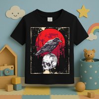 Gothic Raven Skull Red Moon Black Crow Toddler T-Shirt