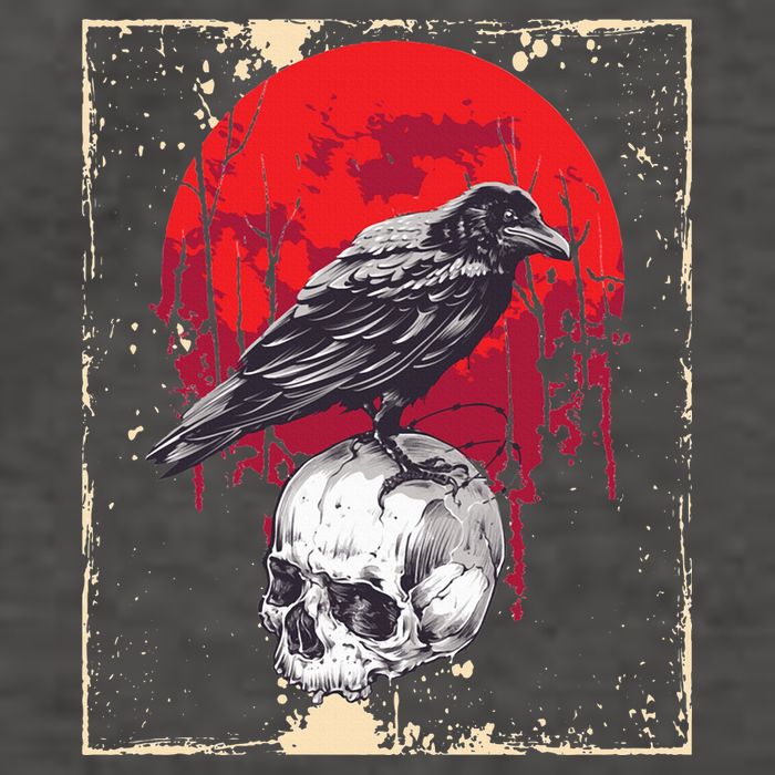 Gothic Raven Skull Red Moon Black Crow Vector Backpack