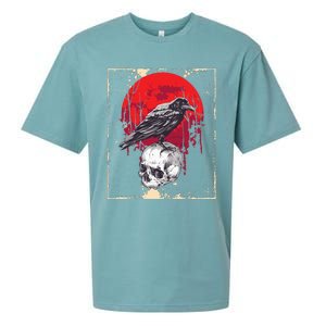 Gothic Raven Skull Red Moon Black Crow Sueded Cloud Jersey T-Shirt