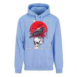 Gothic Raven Skull Red Moon Black Crow Unisex Surf Hoodie