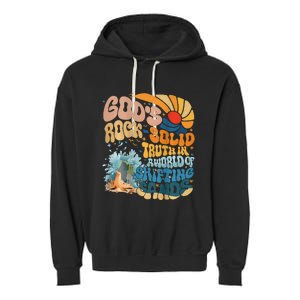 GodS Rock Solid Breaker Rock Beach Vbs 2024 Christian Garment-Dyed Fleece Hoodie