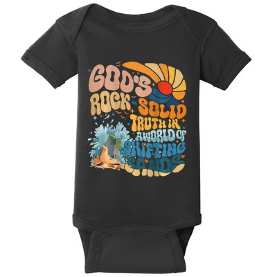 GodS Rock Solid Breaker Rock Beach Vbs 2024 Christian Baby Bodysuit