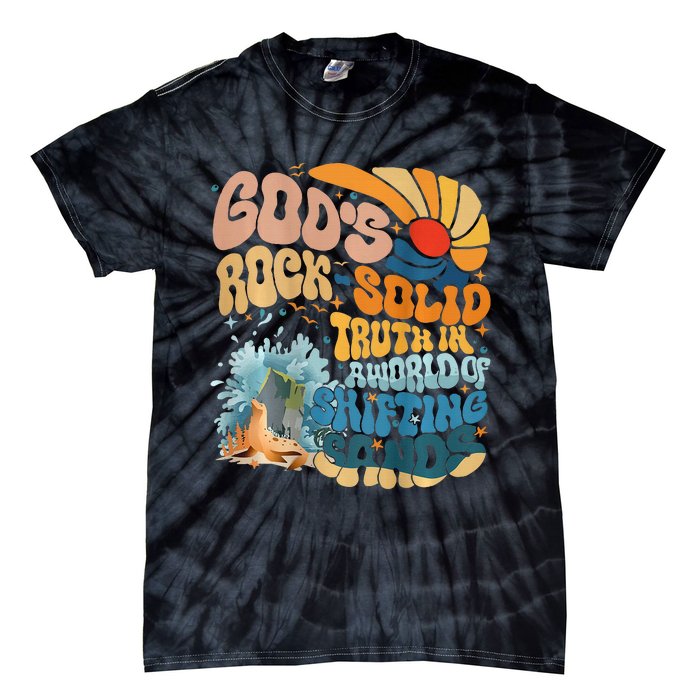 GodS Rock Solid Breaker Rock Beach Vbs 2024 Christian Tie-Dye T-Shirt