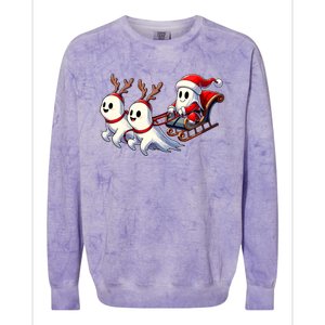 Ghost Reindeer Santa Sleigh Funny Halloween Christmas Mashup Colorblast Crewneck Sweatshirt