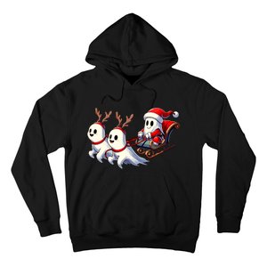 Ghost Reindeer Santa Sleigh Funny Halloween Christmas Mashup Hoodie