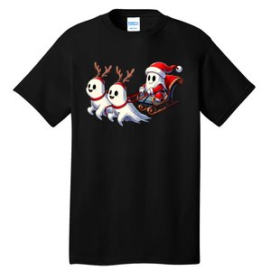 Ghost Reindeer Santa Sleigh Funny Halloween Christmas Mashup Tall T-Shirt