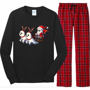 Ghost Reindeer Santa Sleigh Funny Halloween Christmas Mashup Long Sleeve Pajama Set